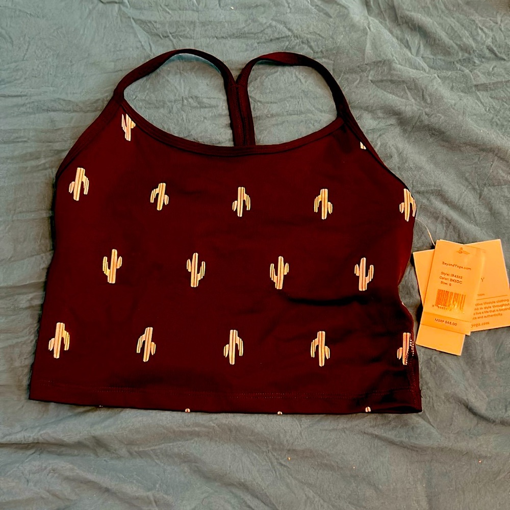 NWT Beyond yoga cropped tank cactus black silver small